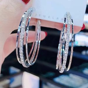 1 Pair (2pcs) Exaggerated Layered Hoop Earrings For Women