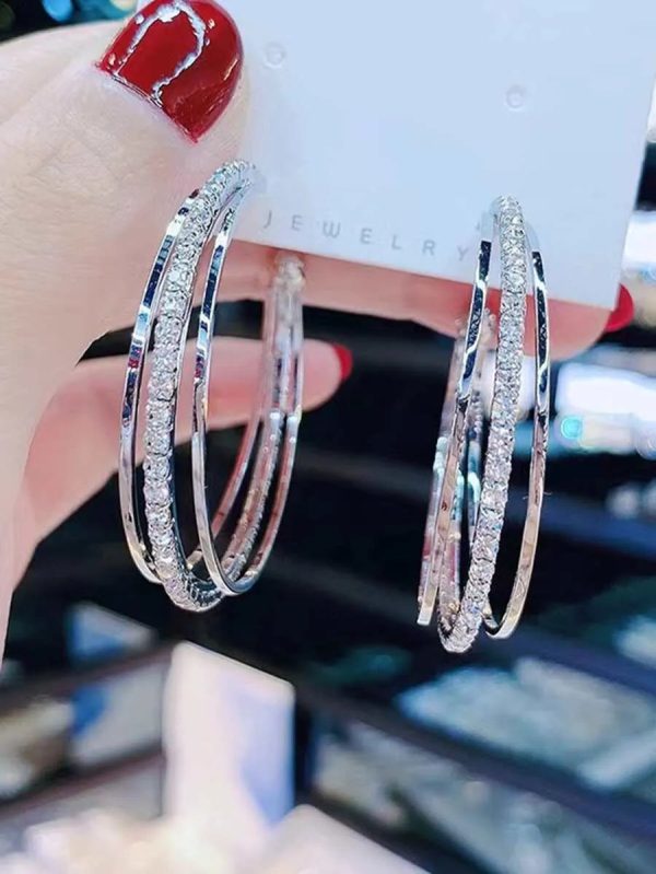 1 Pair (2pcs) Exaggerated Layered Hoop Earrings For Women