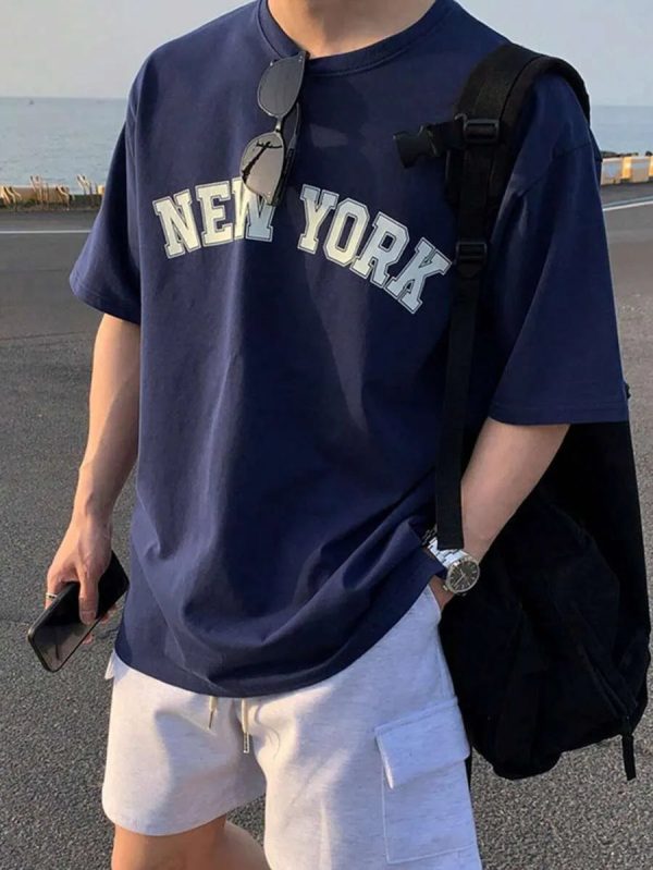 DAZY Men Back To School Letter Graphic Drop Shoulder Tee