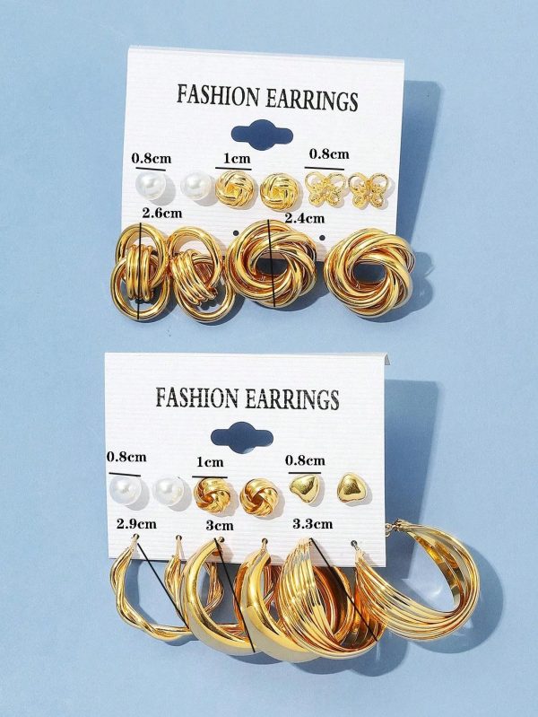 11Pairs/Set Faux Pearl & Heart Decor Earrings Valentines - Image 2