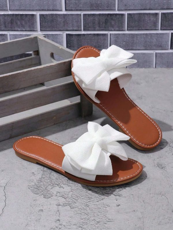2024 Summer New Fashion Bowknot Large Size Beach Slippers For Women, Soft-Sole Valentines - Image 6