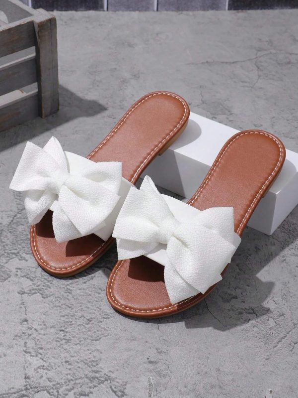 2024 Summer New Fashion Bowknot Large Size Beach Slippers For Women, Soft-Sole Valentines - Image 2