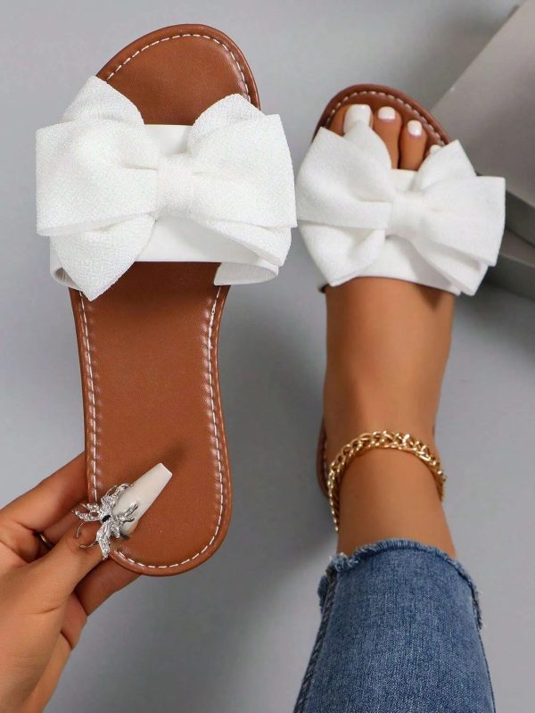 2024 Summer New Fashion Bowknot Large Size Beach Slippers For Women, Soft-Sole Valentines - Image 4