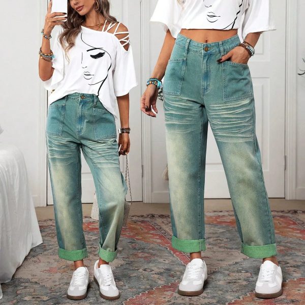 Breezaya Figure Graphic Criss Cross Asymmetrical Neck Tee Graphic Tees Women Tops - Image 9