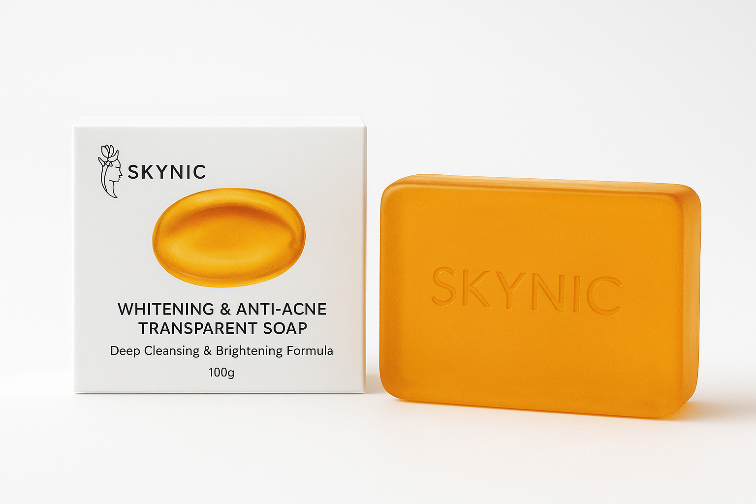Skynic Whitening & Anti-Acne Transparent Soap | Deep Cleansing & Brightening Formula for Clear, Glowing Skin