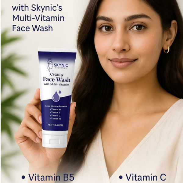 Skynic Multi-Vitamin Creamy Face Wash | Vitamin C, E, B3 & B5 Enriched Formula for Radiant, Healthy Skin